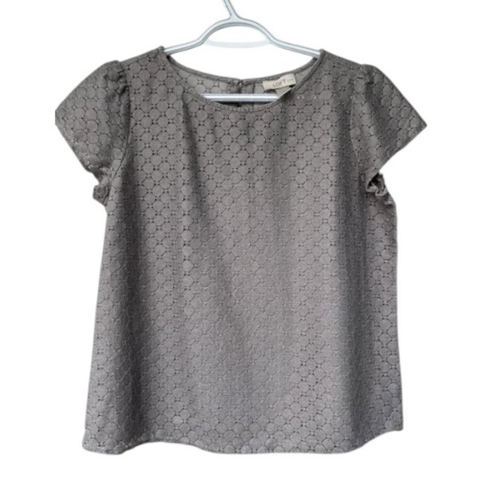 Loft by Ann Taylor silver coated cotton top size MP